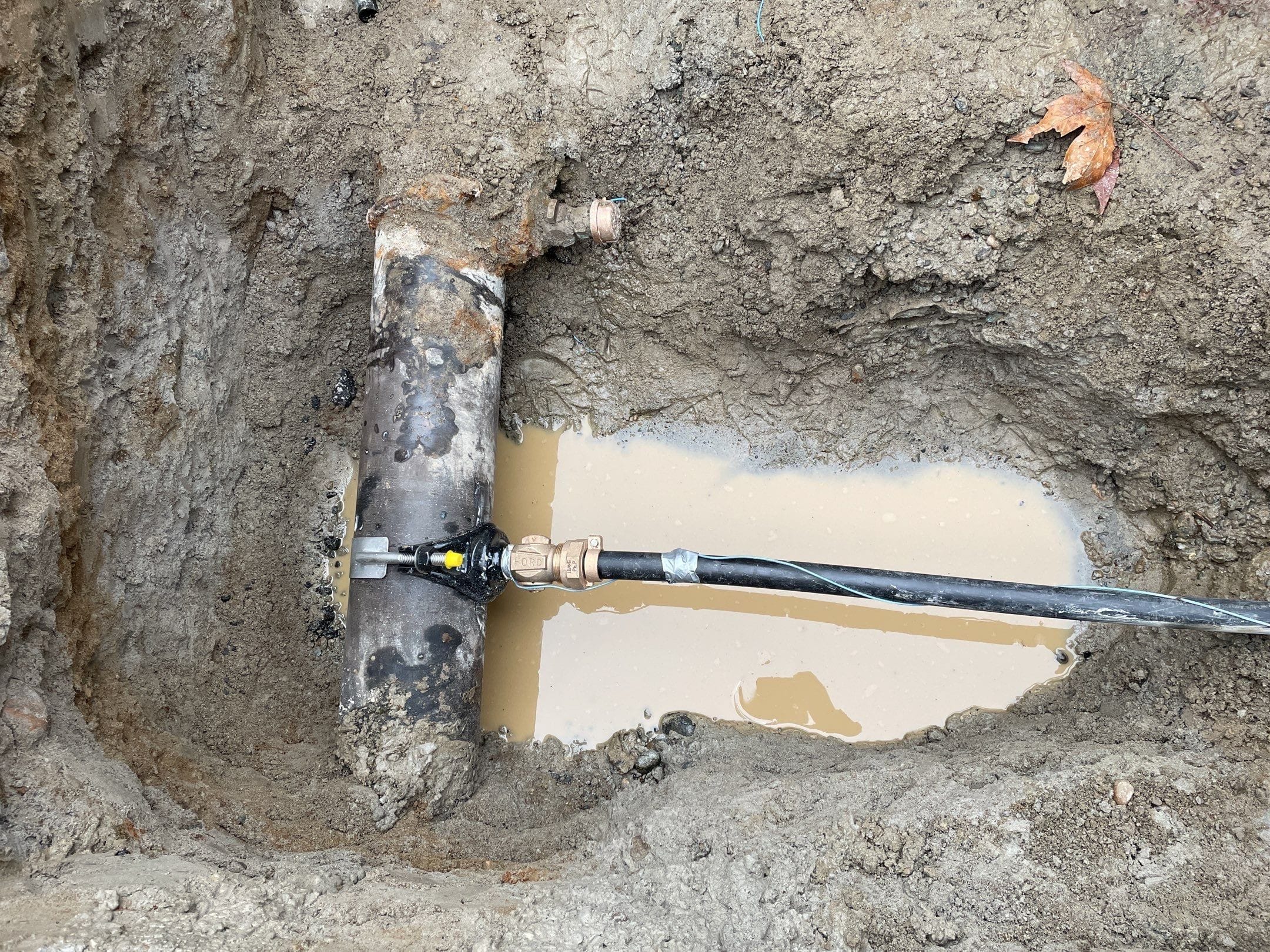 The new water main tap.